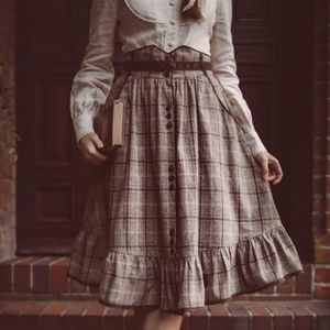 REVINTARIA | Valeria linen cotton mix midi skirt